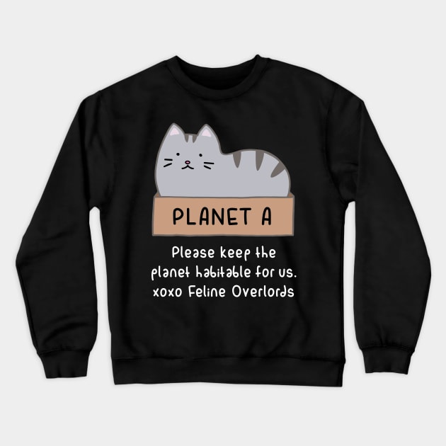 Gray Cat - Habitable Planet (Black) Crewneck Sweatshirt by ImperfectLife